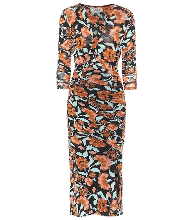 Shop Diane Von Furstenberg Briella Floral Mesh Midi Dress In Orange