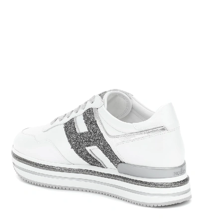 Shop Hogan Midi Platform Leather Sneakers In White