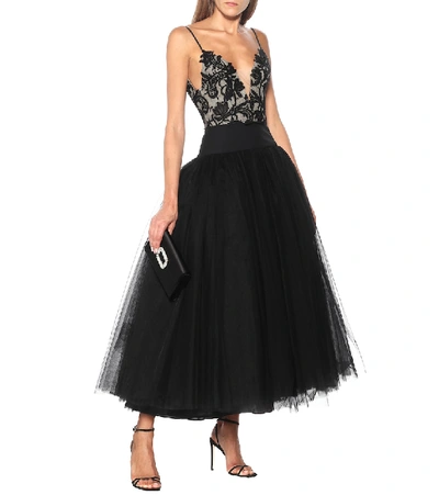 Shop Monique Lhuillier Lace And Tulle Gown In Black