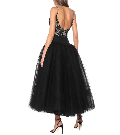 Shop Monique Lhuillier Lace And Tulle Gown In Black