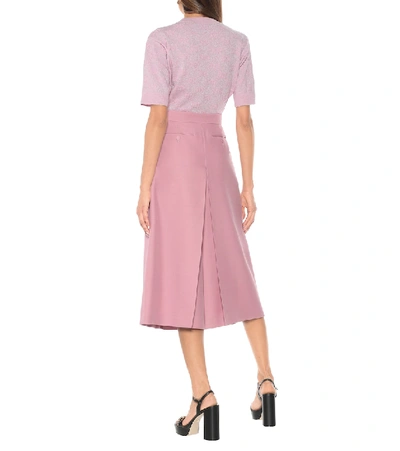 Shop Gucci High-rise Wide Silk-blend Pants In Pink