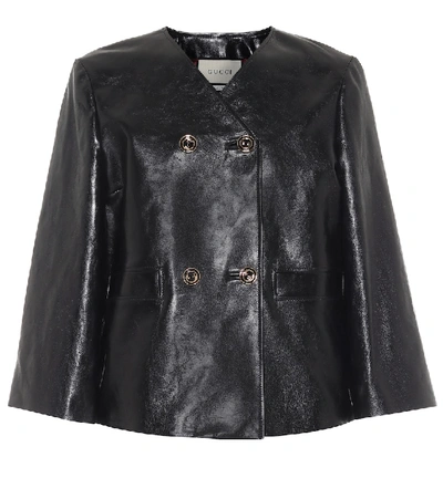Shop Gucci Leather Jacket In Black