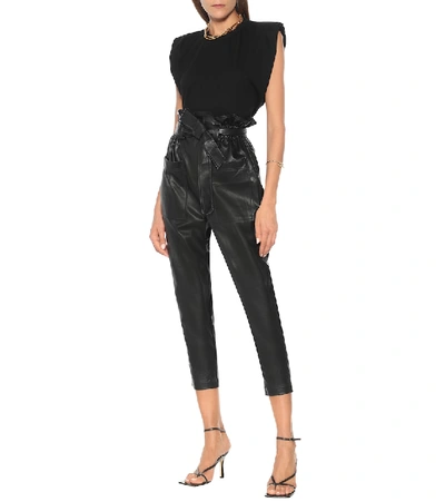 Shop The Frankie Shop Kate Faux Leather Paperbag Pants In Black