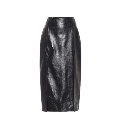 Shop Gucci High-rise Leather Pencil Skirt In Black