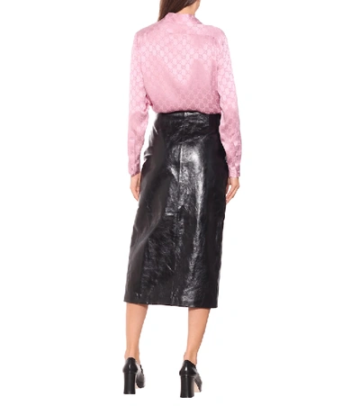 Shop Gucci High-rise Leather Pencil Skirt In Black