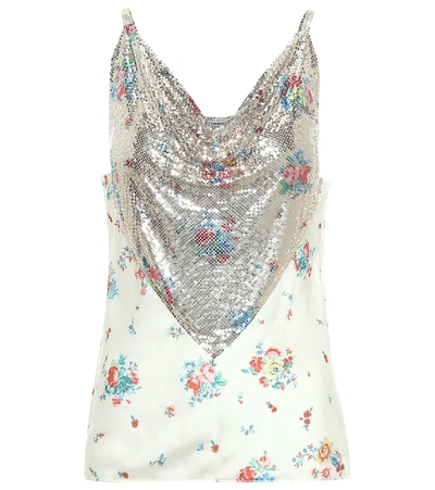 Shop Paco Rabanne Floral Chain-mail Camisole In White