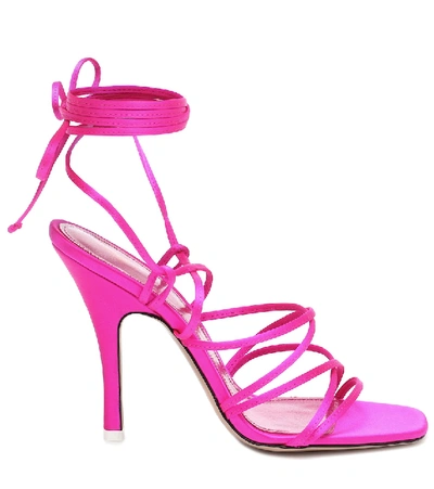 Shop Attico Fiona Satin Sandals In Pink