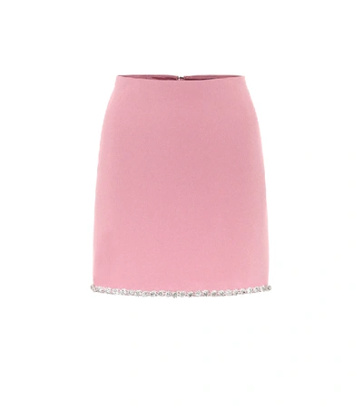 Shop David Koma Embellished Stretch-crêpe Miniskirt In Pink