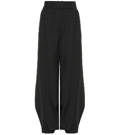 Shop Alexandre Vauthier High-rise Wide-leg Wool Pants In Black