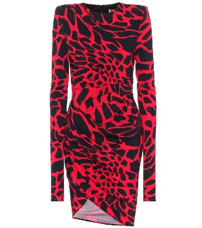 Shop Alexandre Vauthier Printed Stretch-jersey Minidress In Red