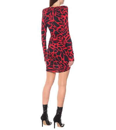 Shop Alexandre Vauthier Printed Stretch-jersey Minidress In Red