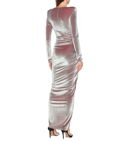 Shop Alexandre Vauthier Stretch-velvet Gown In Silver