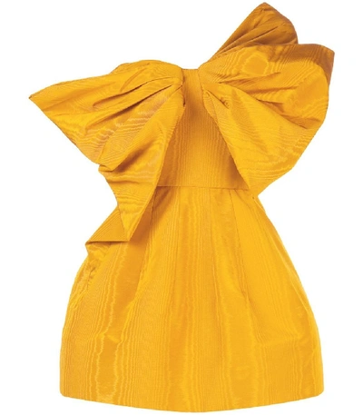 Shop Oscar De La Renta One Shoulder Bow Cocktail Dress In Yellow