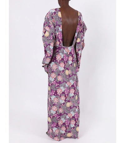 Shop Natasha Zinko Floral Backless Dress In Purple