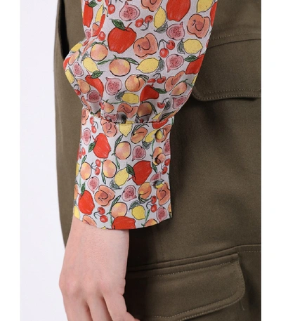 Shop Lhd Coco Long-sleeve Silk Blouse In Fruit Print