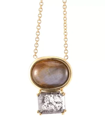 Shop Sylva & Cie Women's 18k Yellow Gold, Star Sapphire & Rough Diamond Pendant Necklace