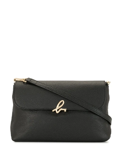 Shop Agnès B. Pebbled Logo Crossbody Bag In Black