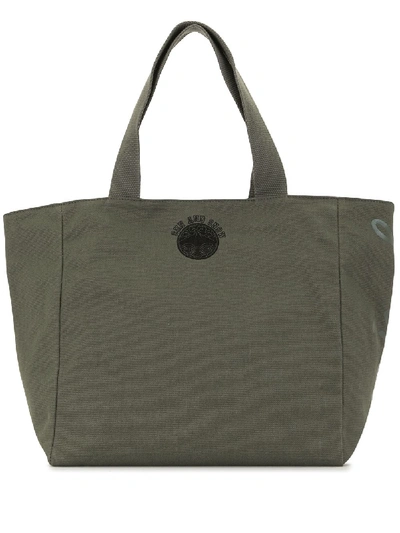 Shop Agnès B. Embroidered-detail Canvas Tote Bag In Green