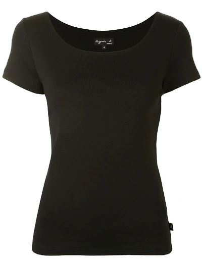 Shop Agnès B. Le Chic Scoop Neck T-shirt In Black