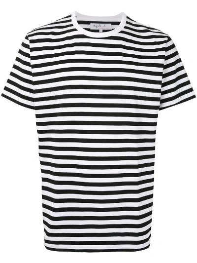 Shop Agnès B. Coulos Striped T-shirt In White