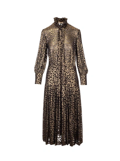 Shop Saint Laurent Women's Gold Silk Dress