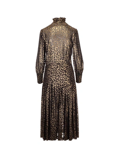 Shop Saint Laurent Women's Gold Silk Dress