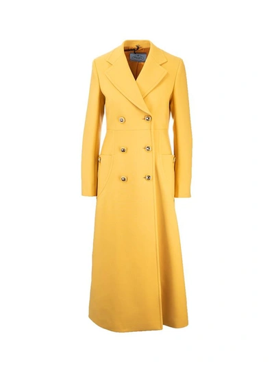 Shop Prada Women's Yellow Cashmere Coat