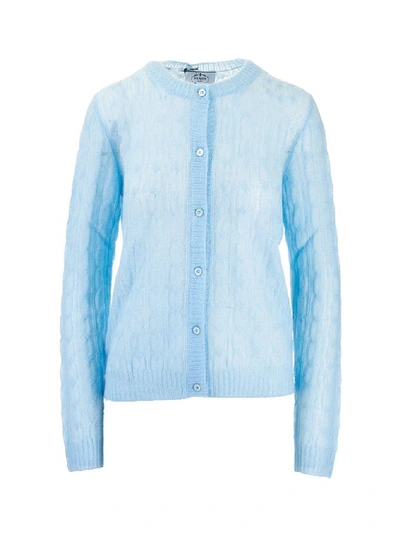 Shop Prada Women's Light Blue Polyamide Cardigan