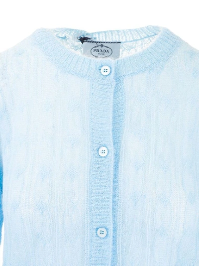 Shop Prada Women's Light Blue Polyamide Cardigan