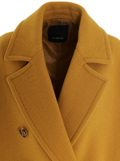 Shop Pinko Women's Yellow Wool Coat