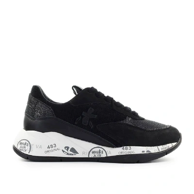 Shop Premiata Women's Black Suede Sneakers