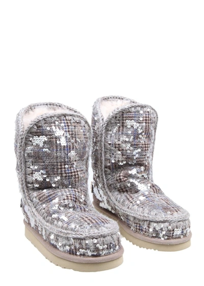 Shop Mou Women's Silver Sequins Ankle Boots