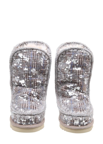 Shop Mou Women's Silver Sequins Ankle Boots