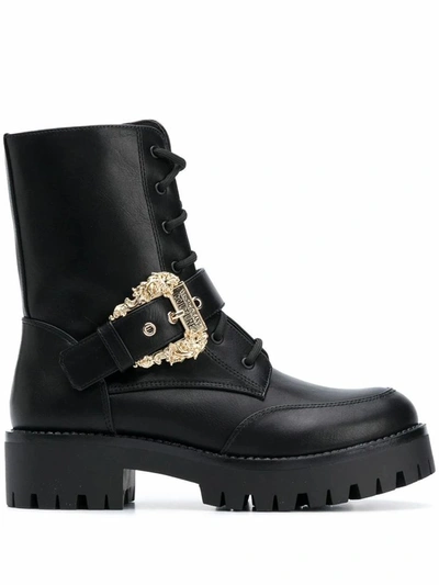 Shop Versace Jeans Women's Black Faux Leather Ankle Boots