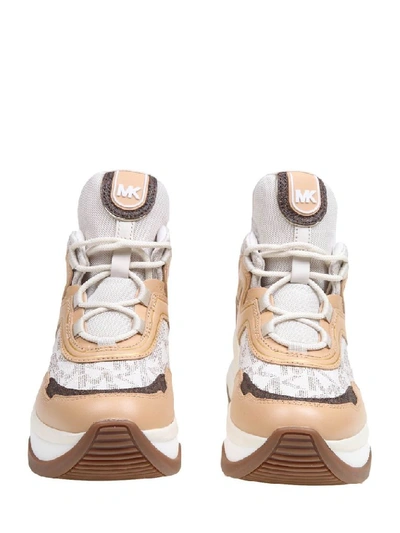 Shop Michael Kors Women's Beige Synthetic Fibers Sneakers