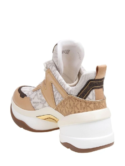 Shop Michael Kors Women's Beige Synthetic Fibers Sneakers