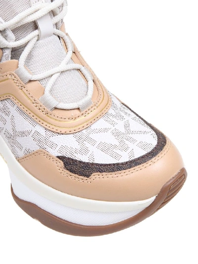Shop Michael Kors Women's Beige Synthetic Fibers Sneakers