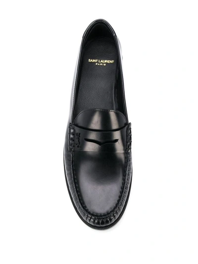 Shop Saint Laurent Men's Black Leather Loafers