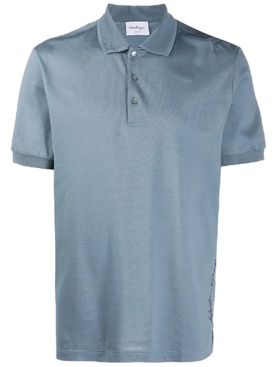 Shop Ferragamo Cotton Polo Shirt In Blue