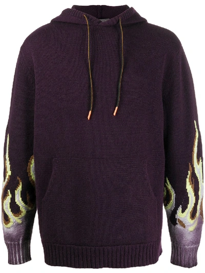 Shop Ajmone Flame Sleeve Hoodie In Purple