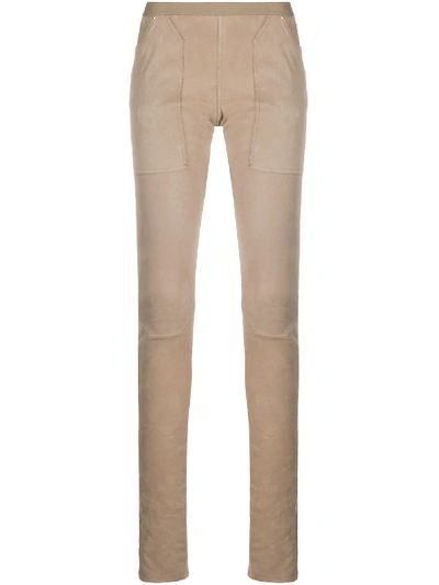 Shop Rick Owens Elasticated Skinny Trousers In Neutrals