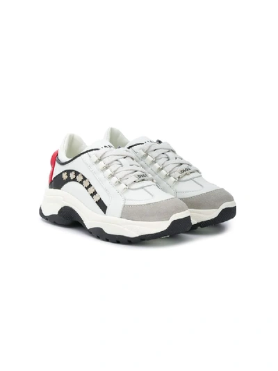 Shop Dsquared2 Low-top Leather Chunky Sneakers In White