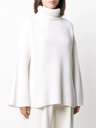 Shop Allude Roll-neck Cashmere Jumper In White