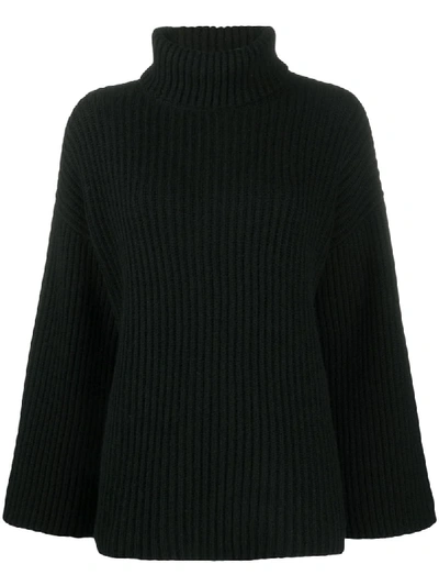 Shop Allude Roll-neck Cashmere Jumper In Black