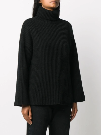 Shop Allude Roll-neck Cashmere Jumper In Black
