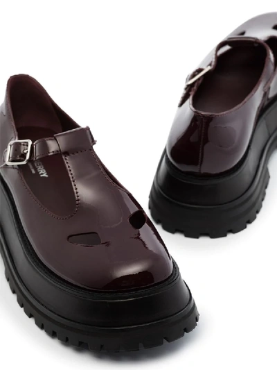 Shop Burberry Black Aldwych Star Leather Loafers In Red
