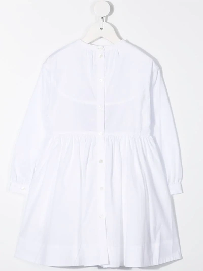 Shop Burberry Icon Stripe Bow-detail Dress In White