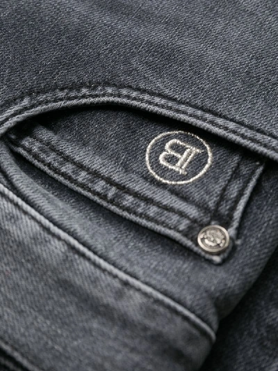 Shop Balmain Faded Slim-fit Jeans In Grey