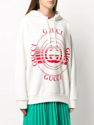 Shop Gucci Oversized Logo Hoodie In White