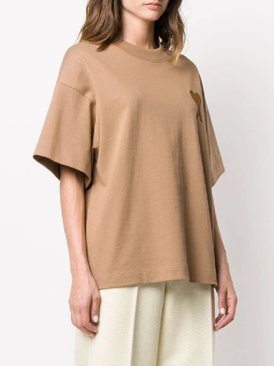 Shop Ami Alexandre Mattiussi Ami De Coeur Oversized T-shirt In Brown